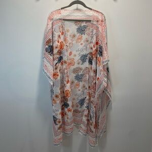 Floral Wrap with Orange and Blue Accents